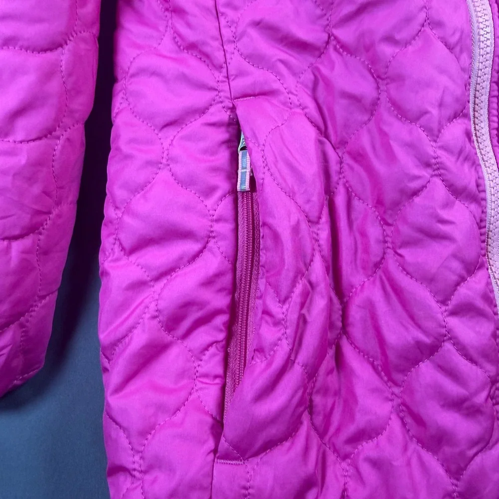 Columbia Girls Pink Quilted Hooded Jacket Fleece Lined Size L 14/16